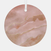 ピンクの液体大理石の金ゴールドテクスチャ ガラスオーナメント (裏面)