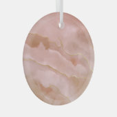 ピンクの液体大理石の金ゴールドテクスチャ ガラスオーナメント (正面右)