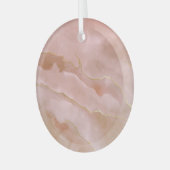 ピンクの液体大理石の金ゴールドテクスチャ ガラスオーナメント (正面左)