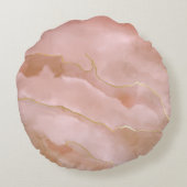 ピンクの液体大理石の金ゴールドテクスチャ ラウンドクッション (裏面)