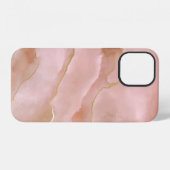 ピンクの液状大理石テクスチャ iPhoneケース (裏面横)