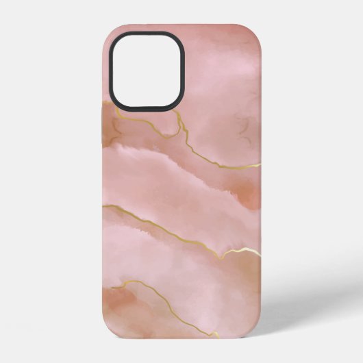 ピンクの液状大理石テクスチャ iPhoneケース (裏面)