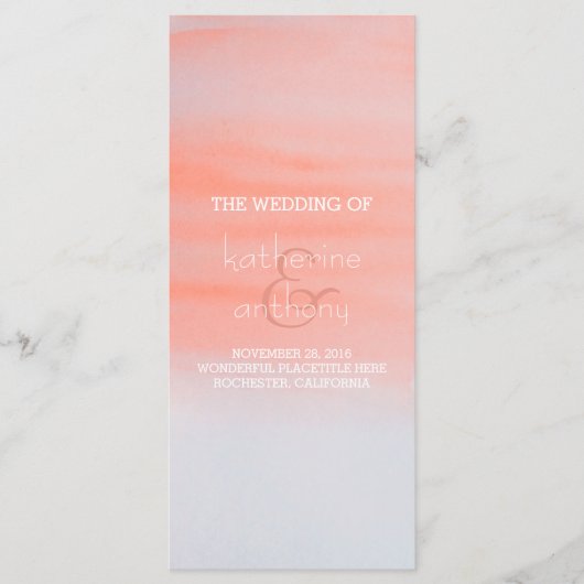 ピンクの淡水色のスワップ結婚式 プログラム (正面)