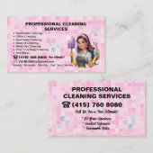 ピンクの清掃ハウス清掃サービス 名刺 (正面/裏面)