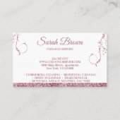 ピンクの清掃メイド清掃員の輝く家事 ロイヤリティカード (裏面)