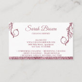 ピンクの清掃メイド 掃除用品 輝く ハウスキーピング ロイヤリティカード (裏面)