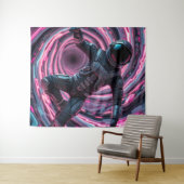 ピンクの渦の前の宇宙飛行士 タペストリー (インサイチュ(横))