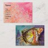 ピンクの渦巻きを有するきらめく蝶 名刺 (正面/裏面)