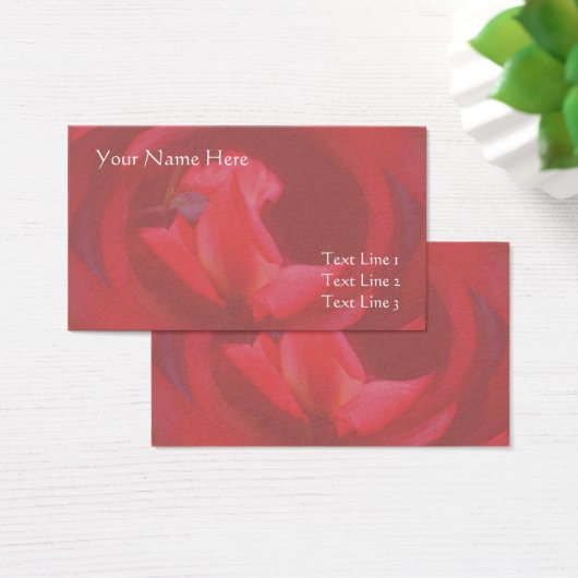 ピンクの渦巻きバラの花の名刺 (デスク)