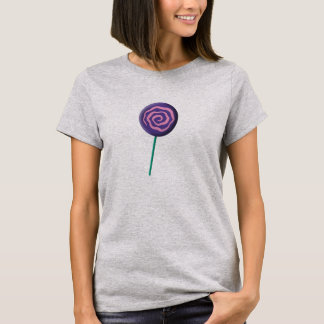 ピンクの渦巻きパープルキャンディ Tシャツ