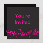 ピンクの渦巻き招待状 招待状 (正面/裏面)