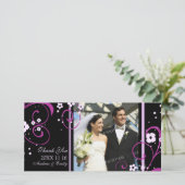 ピンクの渦巻き旋回ありがとう結婚ご利用のフォトカード サンキューカード (スタンド正面)
