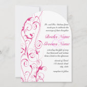 ピンクの渦巻き ウェディング 招待状 (正面)
