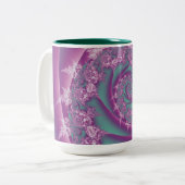 ピンクの渦巻のデザインのマグ ツートーンマグカップ (正面左)