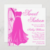 ピンクの渦巻の服の冬の不思議の国の菓子16 招待状 (正面/裏面)