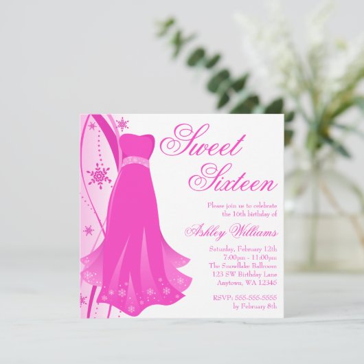 ピンクの渦巻の服の冬の不思議の国の菓子16 招待状 (スタンド正面)