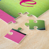 ピンクの渦巻形のハート ジグソーパズル (側面)