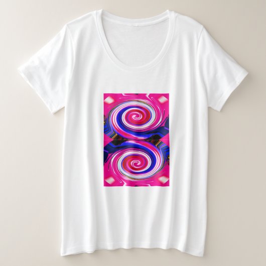 ピンクの渦 プラスサイズTシャツ (デザイン正面)