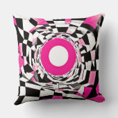 ピンクの渦:降下市松模様にする クッション (裏面)