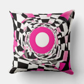 ピンクの渦:降下市松模様にする クッション (正面)