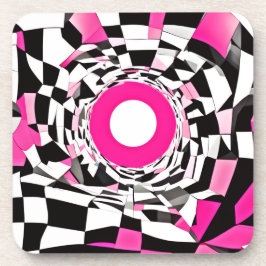 ピンクの渦:降下市松模様にする コースター