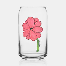 ピンクの満開の花 ガラス缶