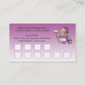 ピンクの漫画の女中の家のクリーニングの顧客のロイヤリティ ロイヤリティカード (裏面)