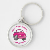 ピンクの漫画の車 キーホルダー (正面)