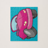 ピンクの漫画の車 ジグソーパズル (縦)