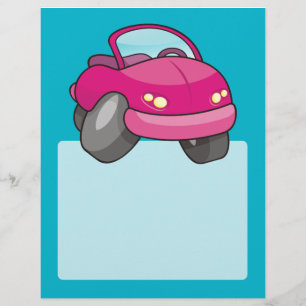 ピンクの漫画の車 チラシ