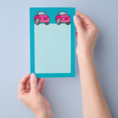 ピンクの漫画の車 チラシ (ハンドル)