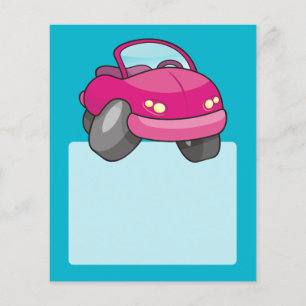 ピンクの漫画の車 チラシ