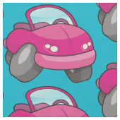 ピンクの漫画の車 ファブリック (クローズアップ)
