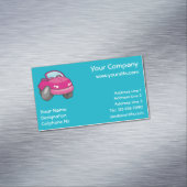 ピンクの漫画の車 マグネット名刺 (インサイチュ)