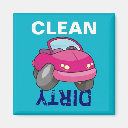 ピンクの漫画の車 マグネット (正面)