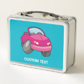 ピンクの漫画の車 メタルランチボックス (裏面)