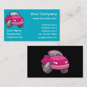 ピンクの漫画の車 名刺