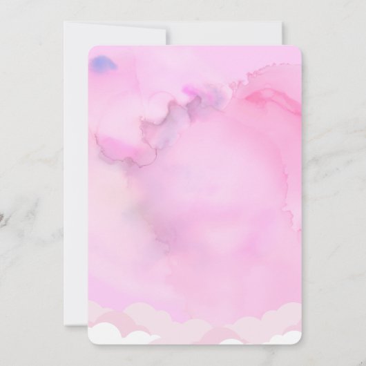 ピンクの漫画クマの虹の赤ちゃんシャワー 招待状 (裏面)