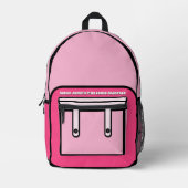 ピンクの漫画スタイルマンガプリントバックパック プリントバックパック (正面)
