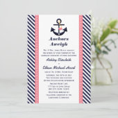 ピンクの濃紺のいかりの航海のな結婚式招待状 招待状 (スタンド正面)