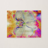 ピンクの火の蘭、超現実的な水色の花模様 ジグソーパズル (横)