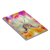 ピンクの火の蘭、超現実的な水色の花模様 ノートブック (右側)