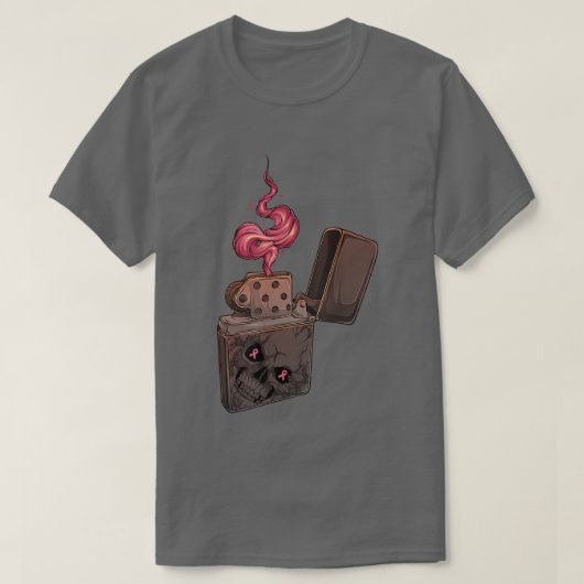 ピンクの火切り軽い骨格乳癌A Tシャツ (デザイン正面)