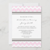 ピンクの灰色のシェブロンのブライダルシャワーの招待状カード 招待状 (裏面)