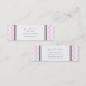 ピンクの灰色のシェブロンのレトロの名刺 スキニー名刺 (正面/裏面)