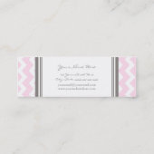 ピンクの灰色のシェブロンのレトロの名刺 スキニー名刺 (裏面)