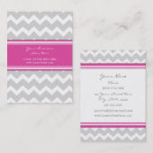 ピンクの灰色のシェブロンのレトロの名刺 名刺 (正面/裏面)