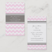 ピンクの灰色のシェブロンのレトロの名刺 名刺 (正面/裏面)