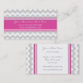 ピンクの灰色のシェブロンのレトロの名刺 名刺 (正面/裏面)