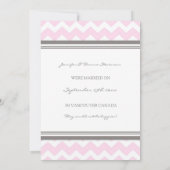 ピンクの灰色のシェブロンの写真の駆け落ちの発表 案内状 (裏面)